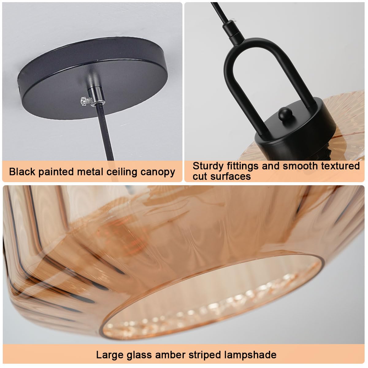 Pendellampa med randig grön glasbas