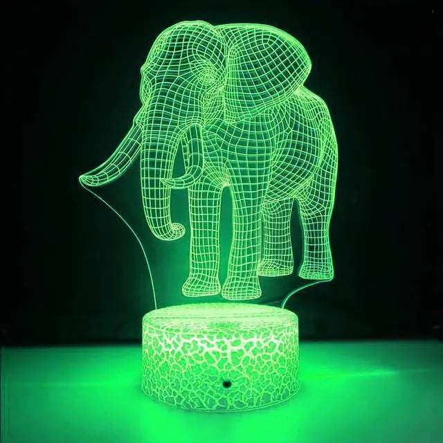 LumiElephant - 3D LED Nattlampa med Färgförändring och Optisk Illusion