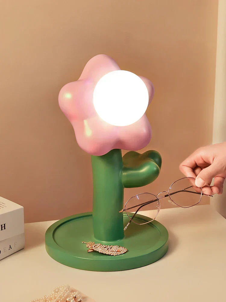 BloomShine - LED Blomma Bordsbelysning för Barnrum – Dekorativ Nattlampa i Blomdesign, Dimbar Belysning