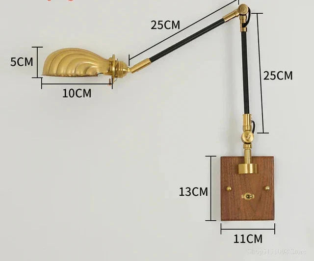 LightCraft - Justerbar Vintage Vägglampa i Mässing och Trä