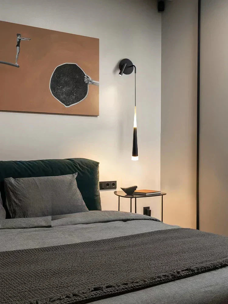 NordicLuxe - Minimalistisk LED-vägglampa i svart för sovrum och vardagsrum