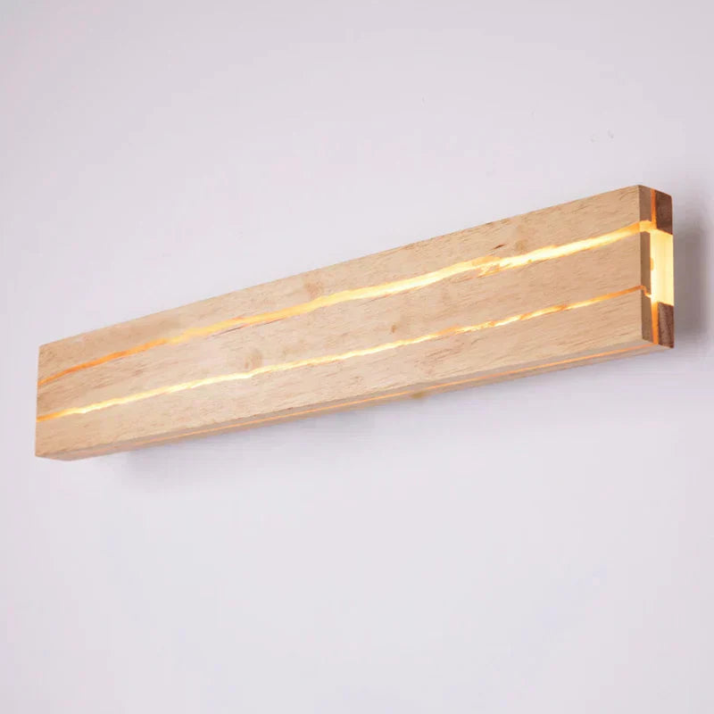 WoodGlow - Modern LED Trä Vägglampa med Sprickdesign Naturlig Belysning