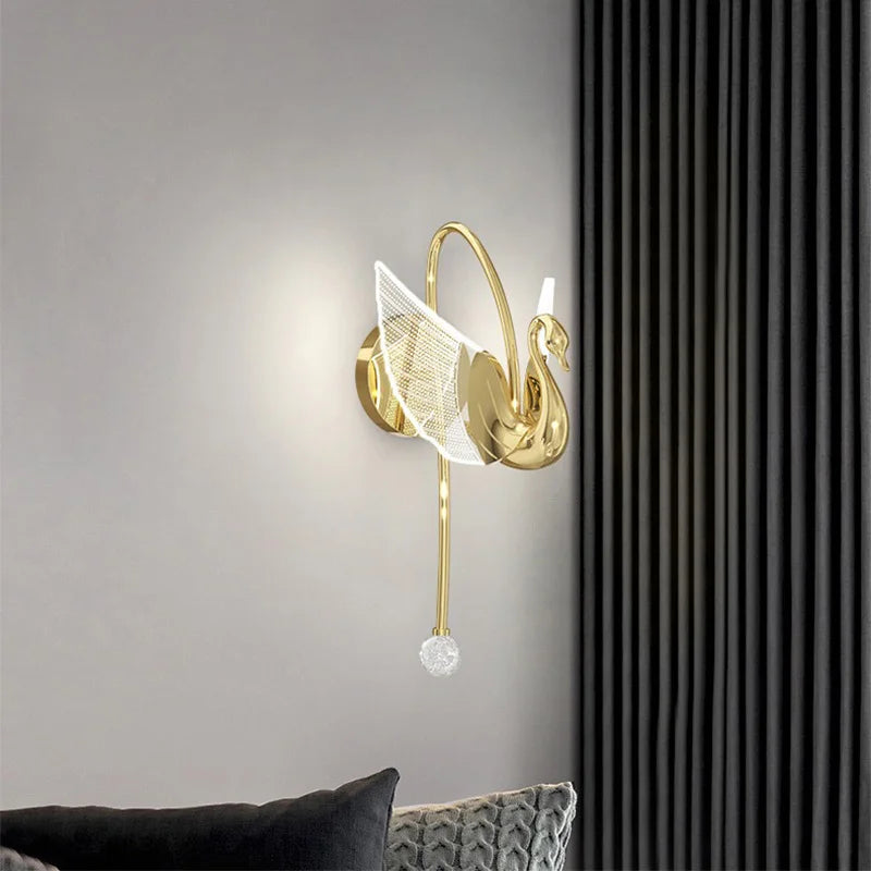 SwanGlow - Gyllene Svanelampa Modern LED Belysning