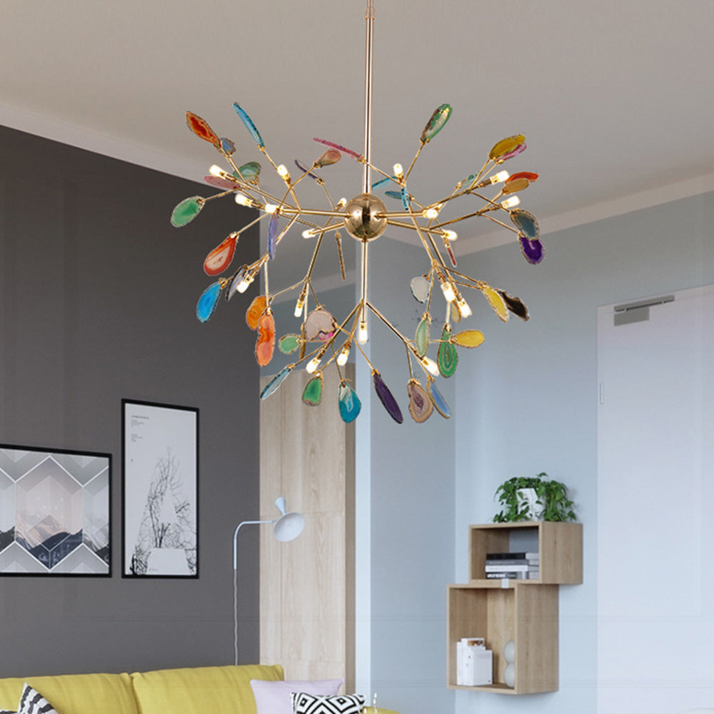 Nordic Agate Stone Chandelier | Modern Chandelier Light | Unique Home Decor | Metal | 11.8"–23.6"