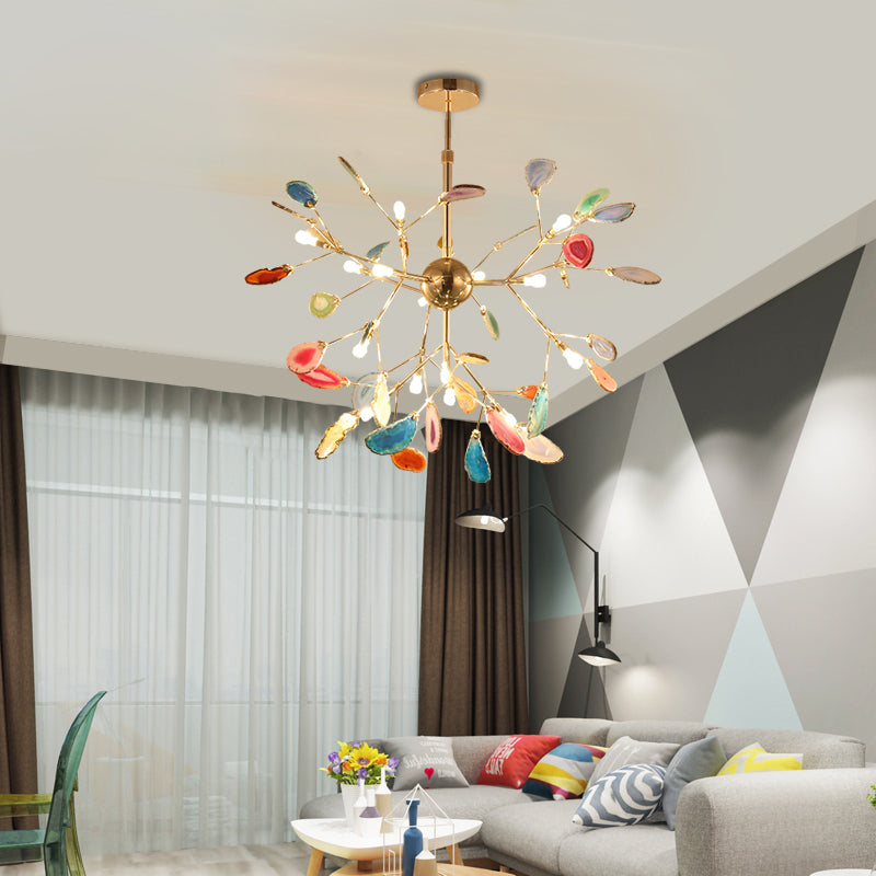 Nordic Agate Stone Chandelier | Modern Chandelier Light | Unique Home Decor | Metal | 11.8"–23.6"