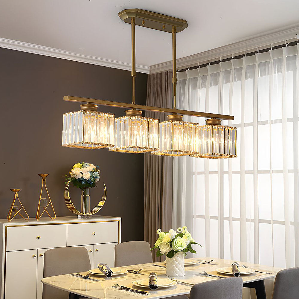 Multi-Head Glas Chandelier | Modern Matsal Belysning | Justerbar Höjd
