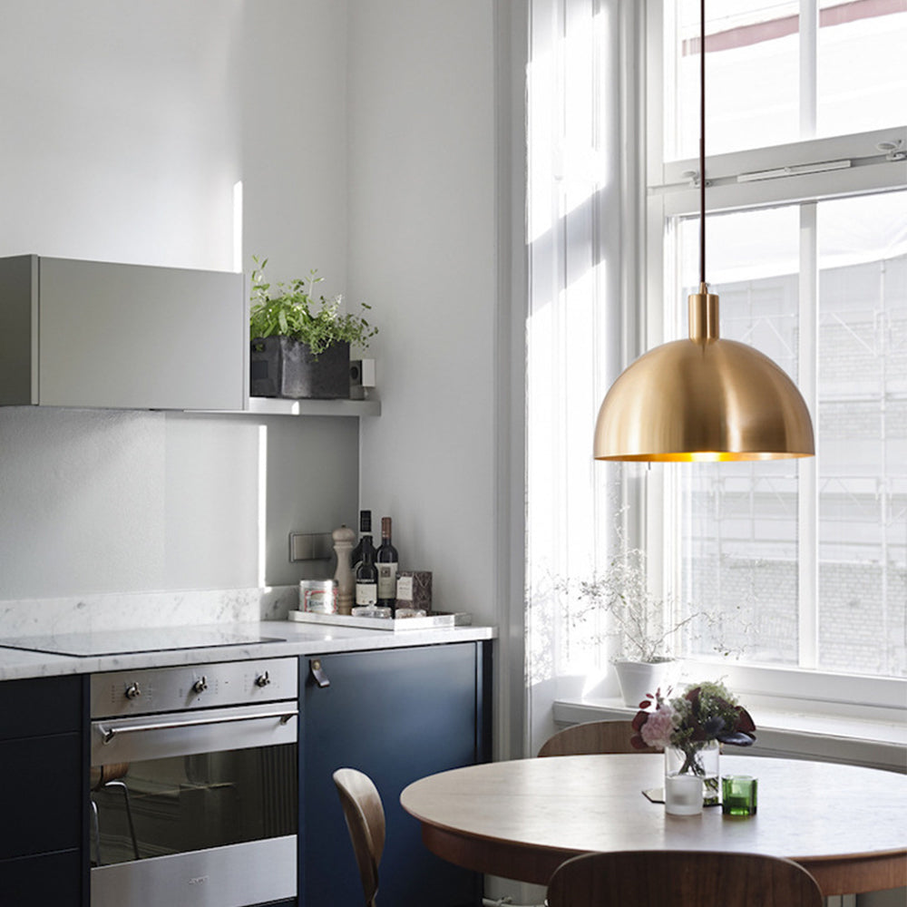 Mitten av seklet Moderne Messing Kupa Hänglampa