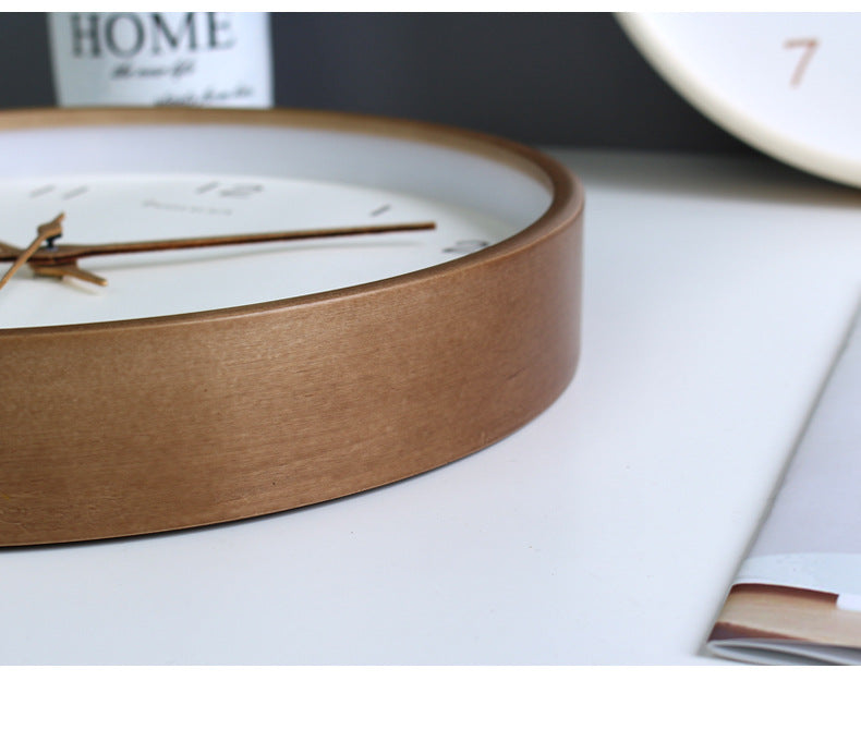 Enkel Analog Väggklocka av Massivt Trä för Hemmet