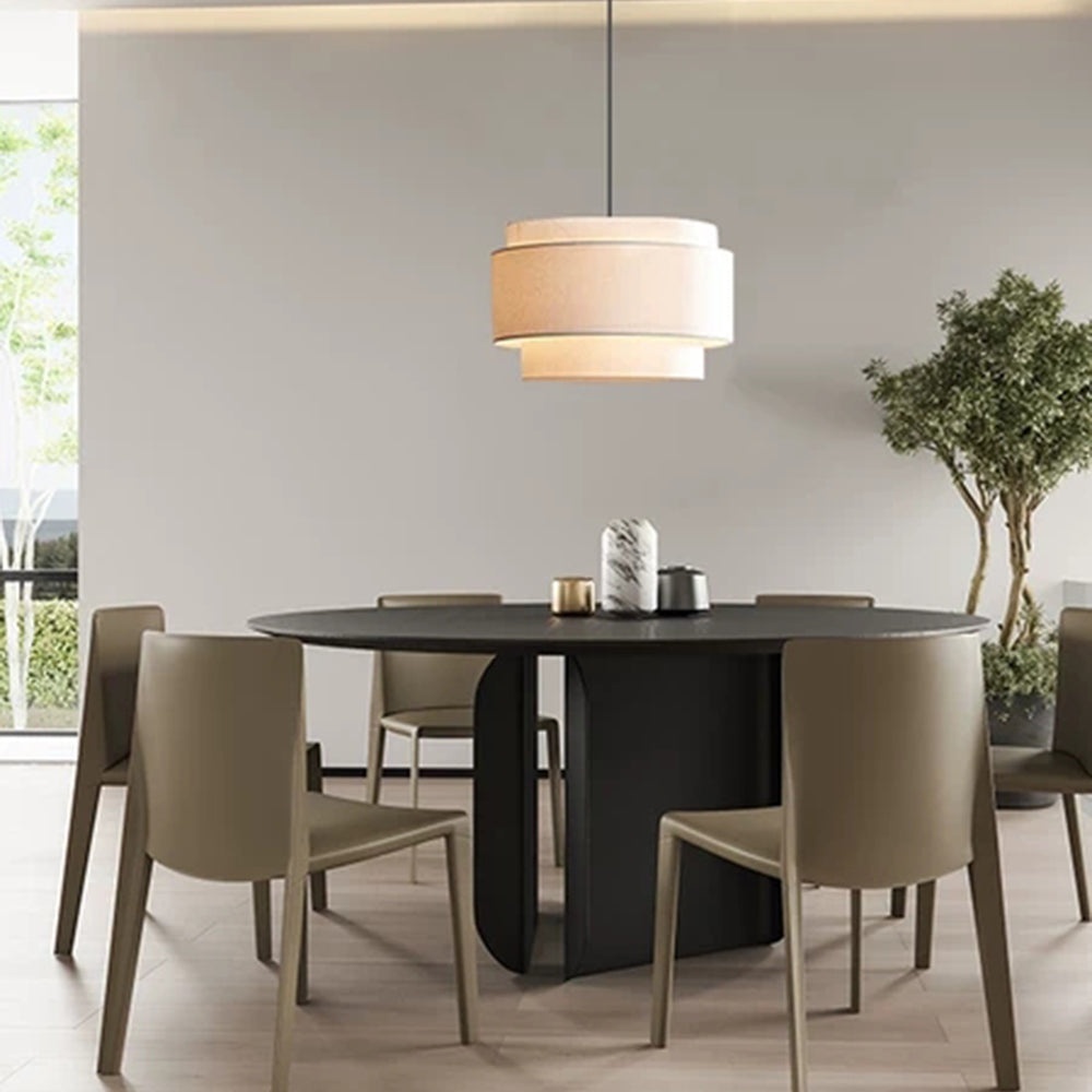 Bauhaus Beige Flerskiktad Linne Trommel Hänglampa