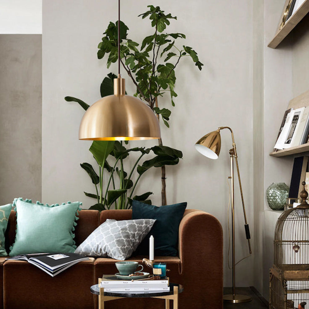 Mitten av seklet Moderne Messing Kupa Hänglampa