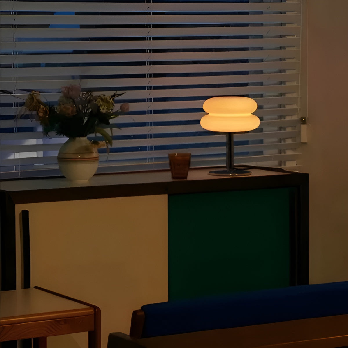 Glaslampe i Macaron-stil – elegant glas-bordlampe til hyggelig atmosfære