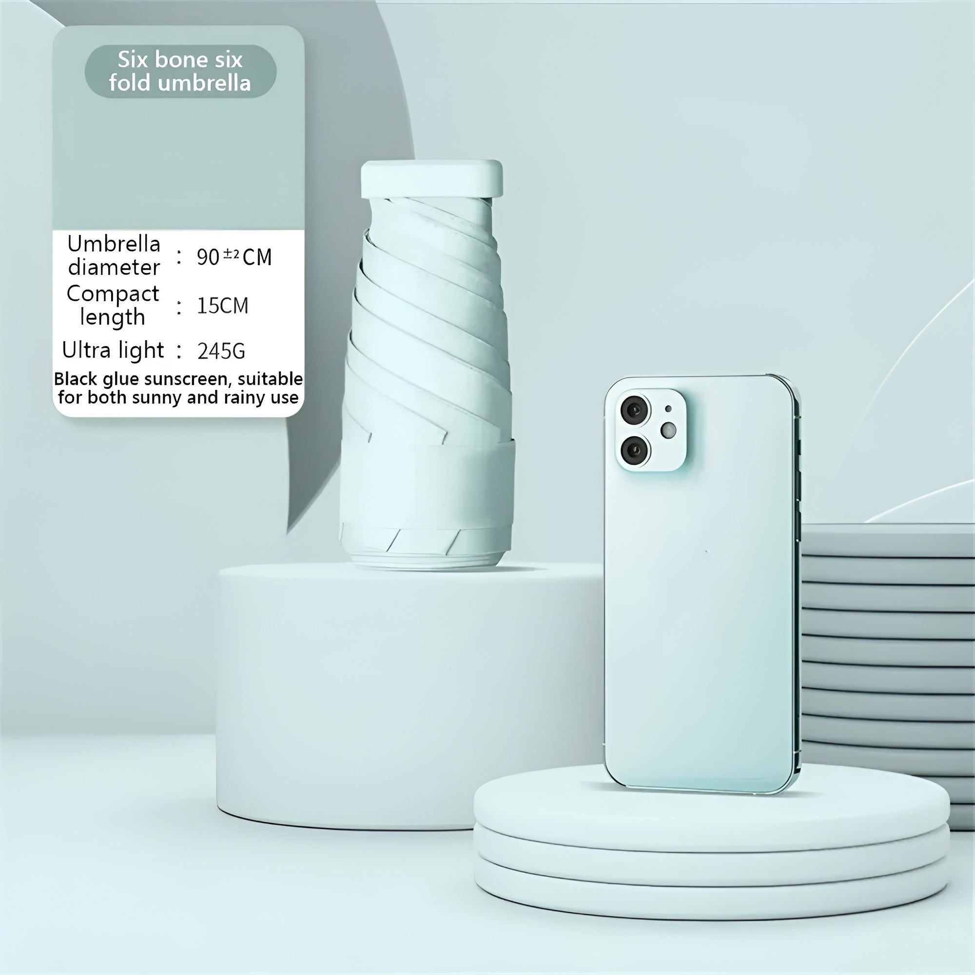 PocketSun Paraply - Lätt Kompakt Fällbar Reseparaply