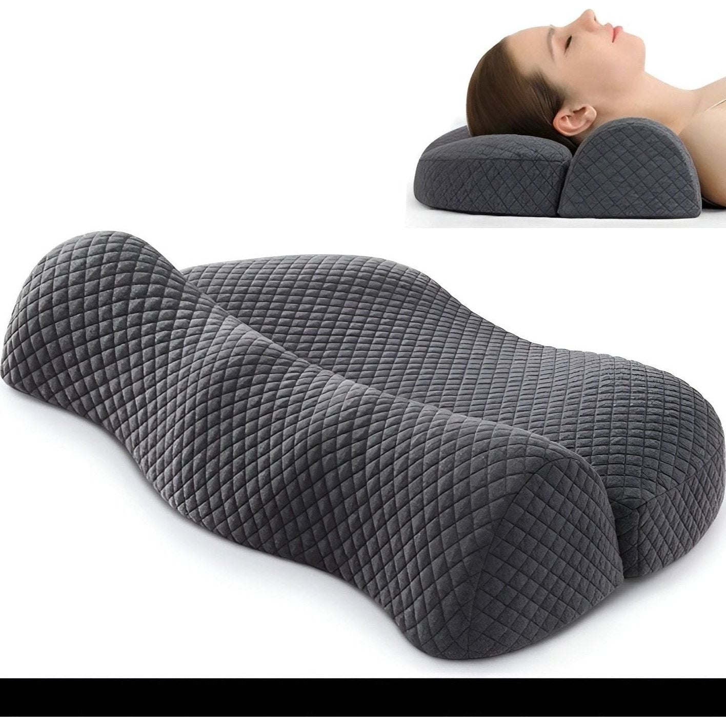 OrthoLuxe Kudde - Ergonomisk Cervikal Minneskum Konturkudde