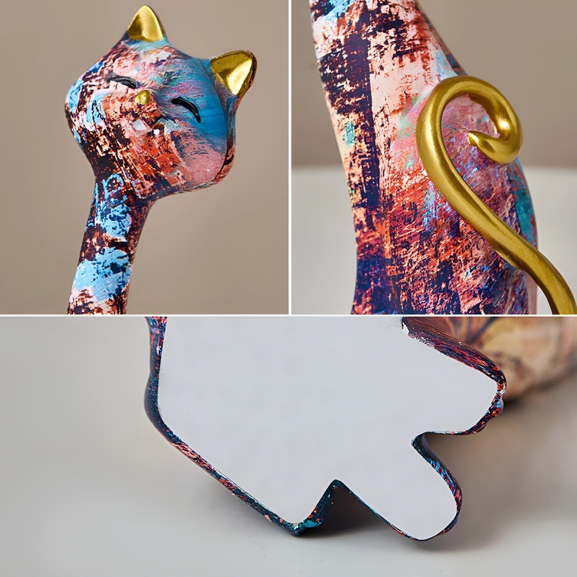 Sweet Lovers - Handmålat Kattpar Skulptur för Evig Kärlek