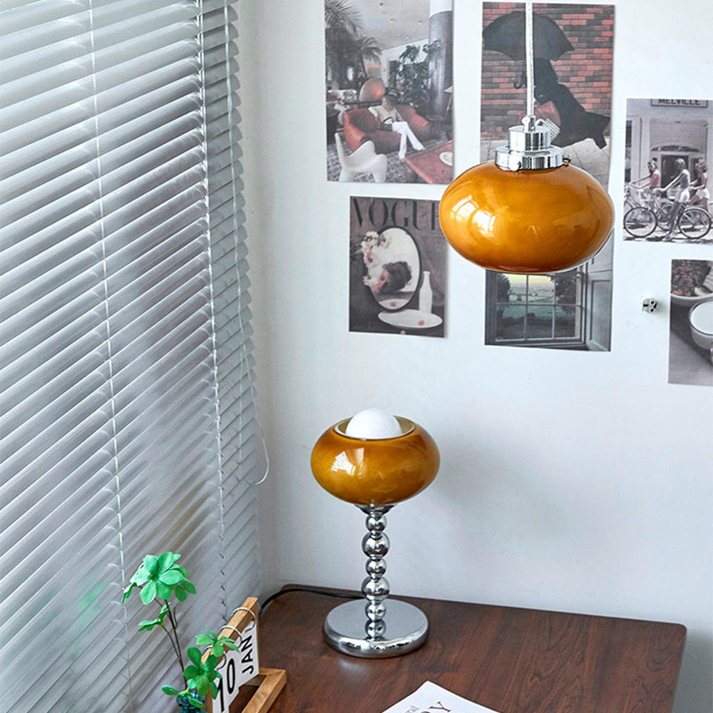 Bauhaus Medeltida Gul Glas Hänglampa