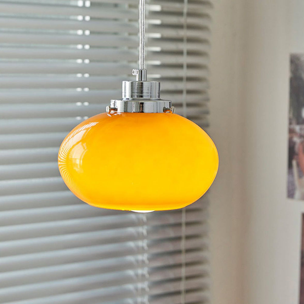 Bauhaus Medeltida Gul Glas Hänglampa