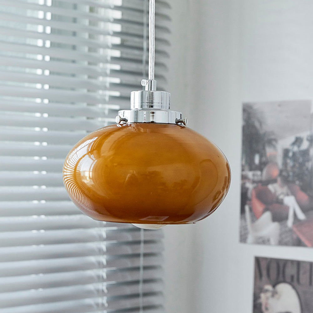 Bauhaus Medeltida Gul Glas Hänglampa