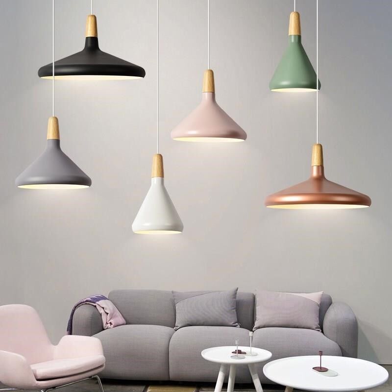Nordisk Macaron Pendant Light | Trä Accent | Minimalistisk Charm | D7.09"-15.35" | Brick by Brick