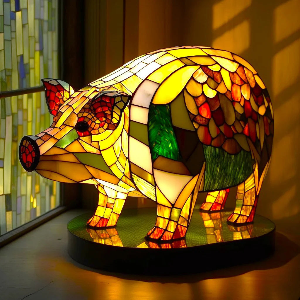 Animal Färgat Glas Bordslampa Ornament