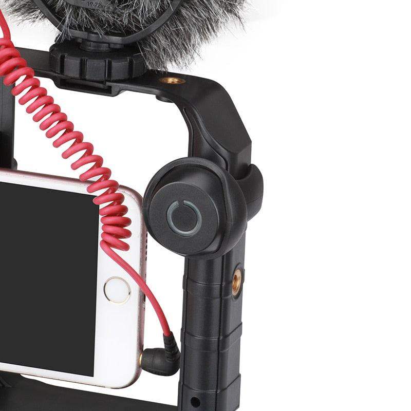 Smartphone Video Rig Stabilizer med Ljus – Smidig Filminspelning & Belysning för Mobil Filmning