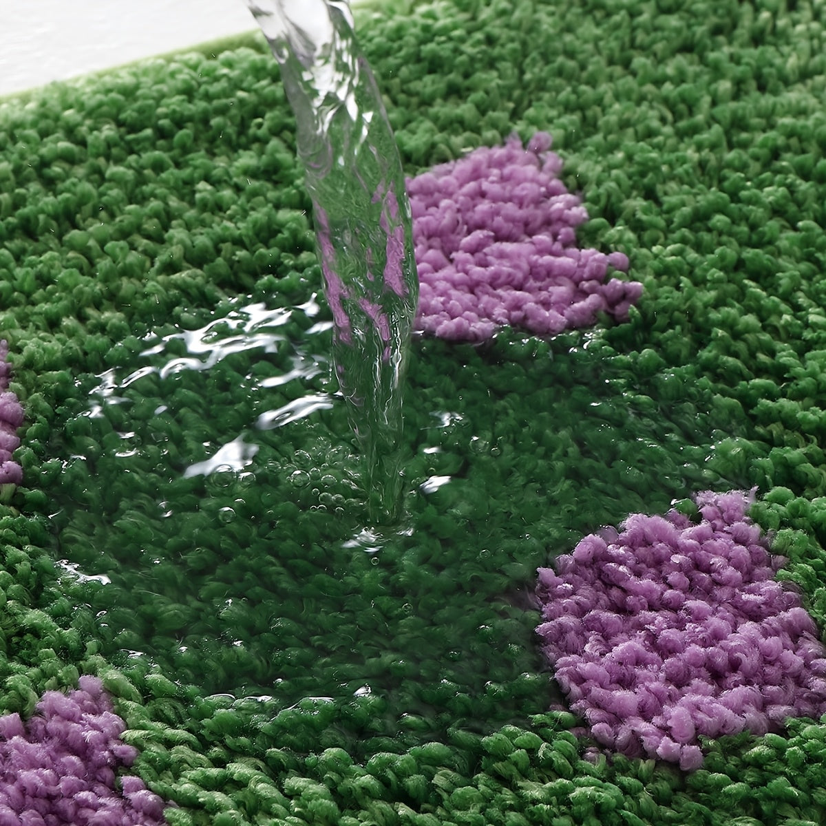 Rutig Halkfria Flockade Badrumsmatta