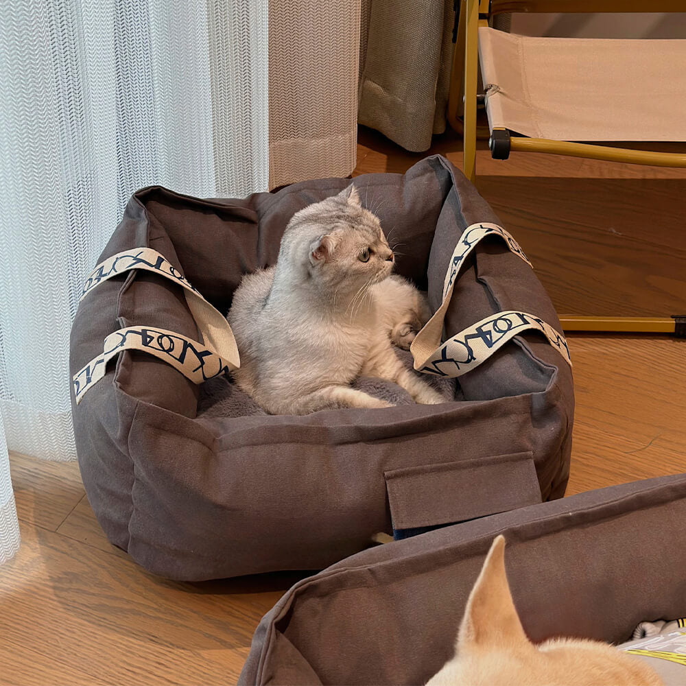 Bärbar husdjursäng med handtag Mysig tvättbar hundsäng