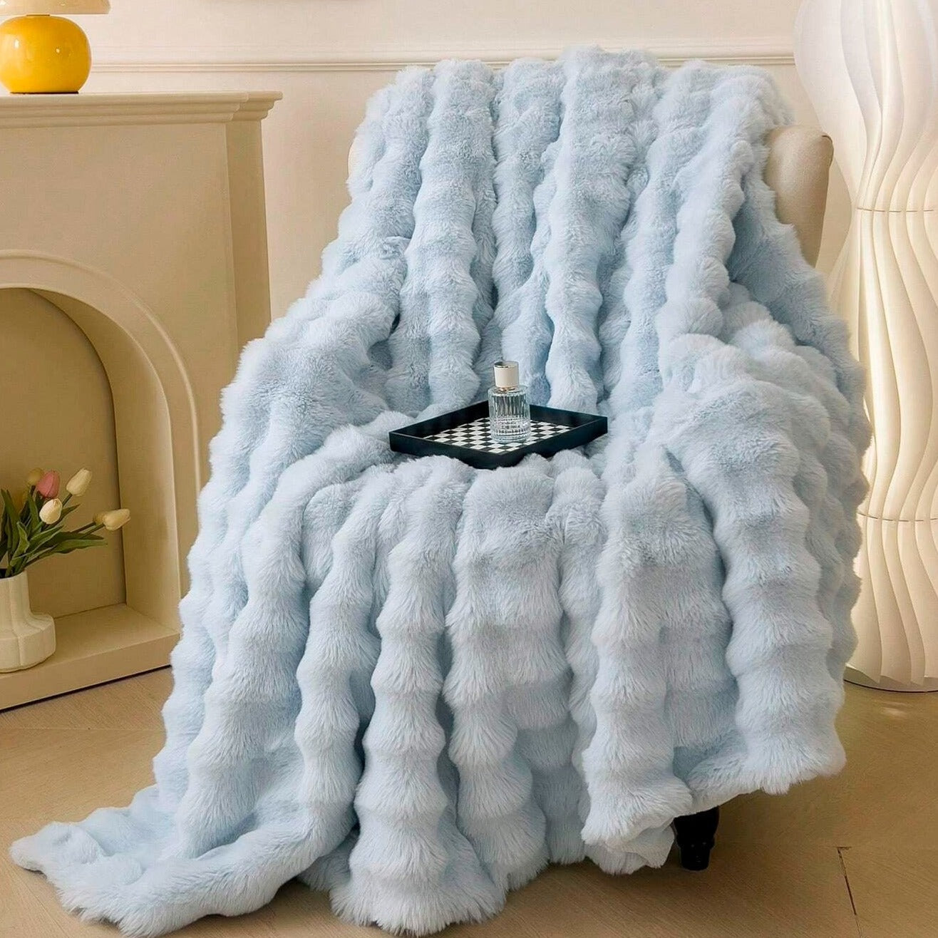 Deluxe Rabbit Faux Fur Throw – Perfekt för Soffa eller Säng