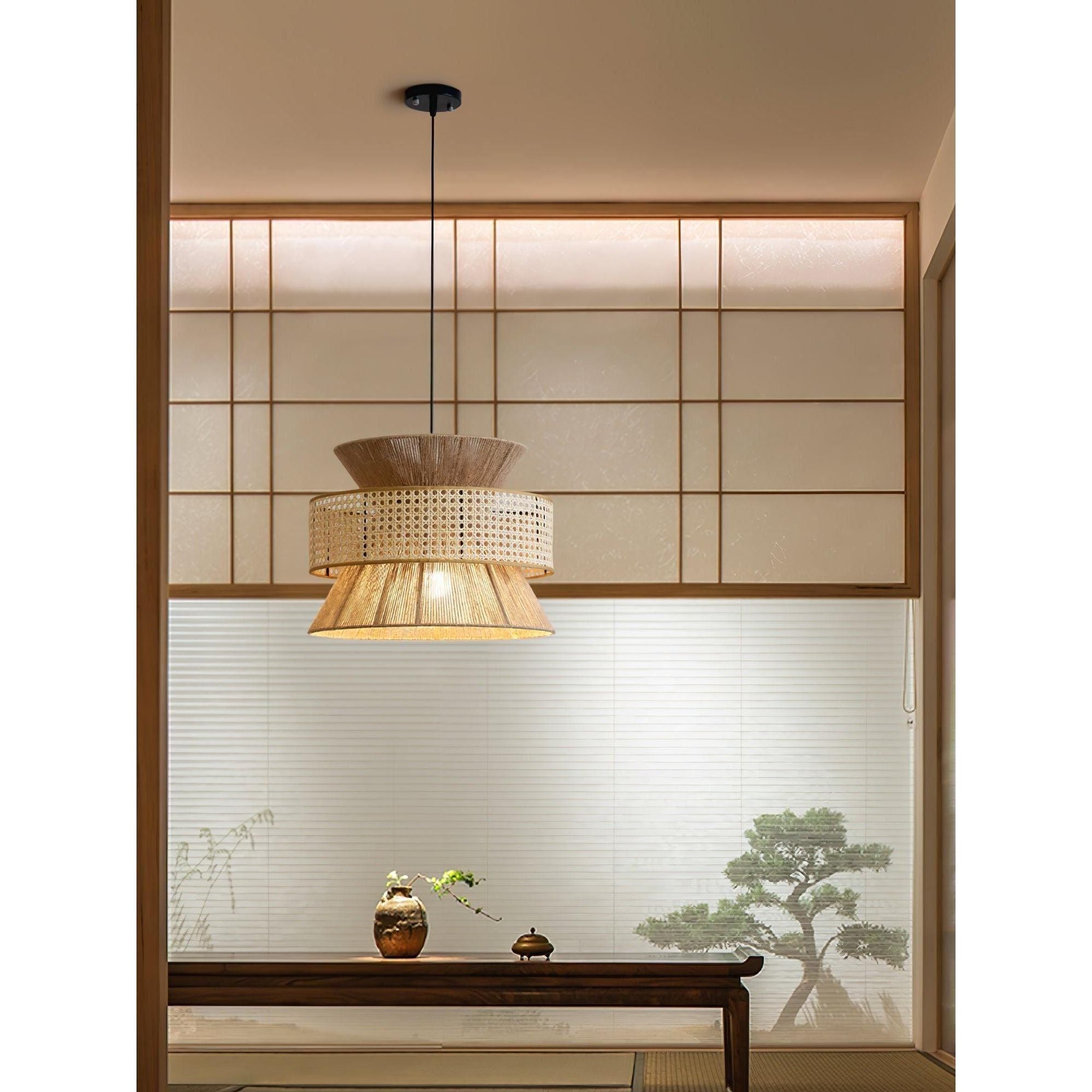 BambooLuxe Light - Italiensk bambus rattan hänglampa