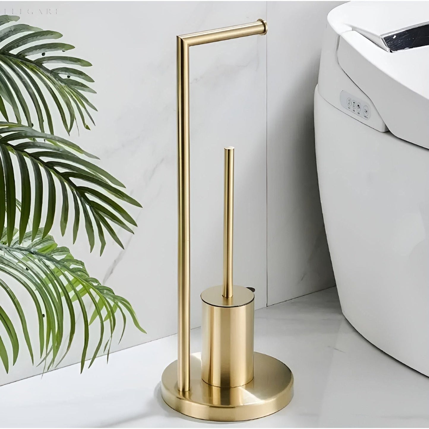 RollEase Hållare - Funktionell Badrumstoalettpapperhållare med Borste