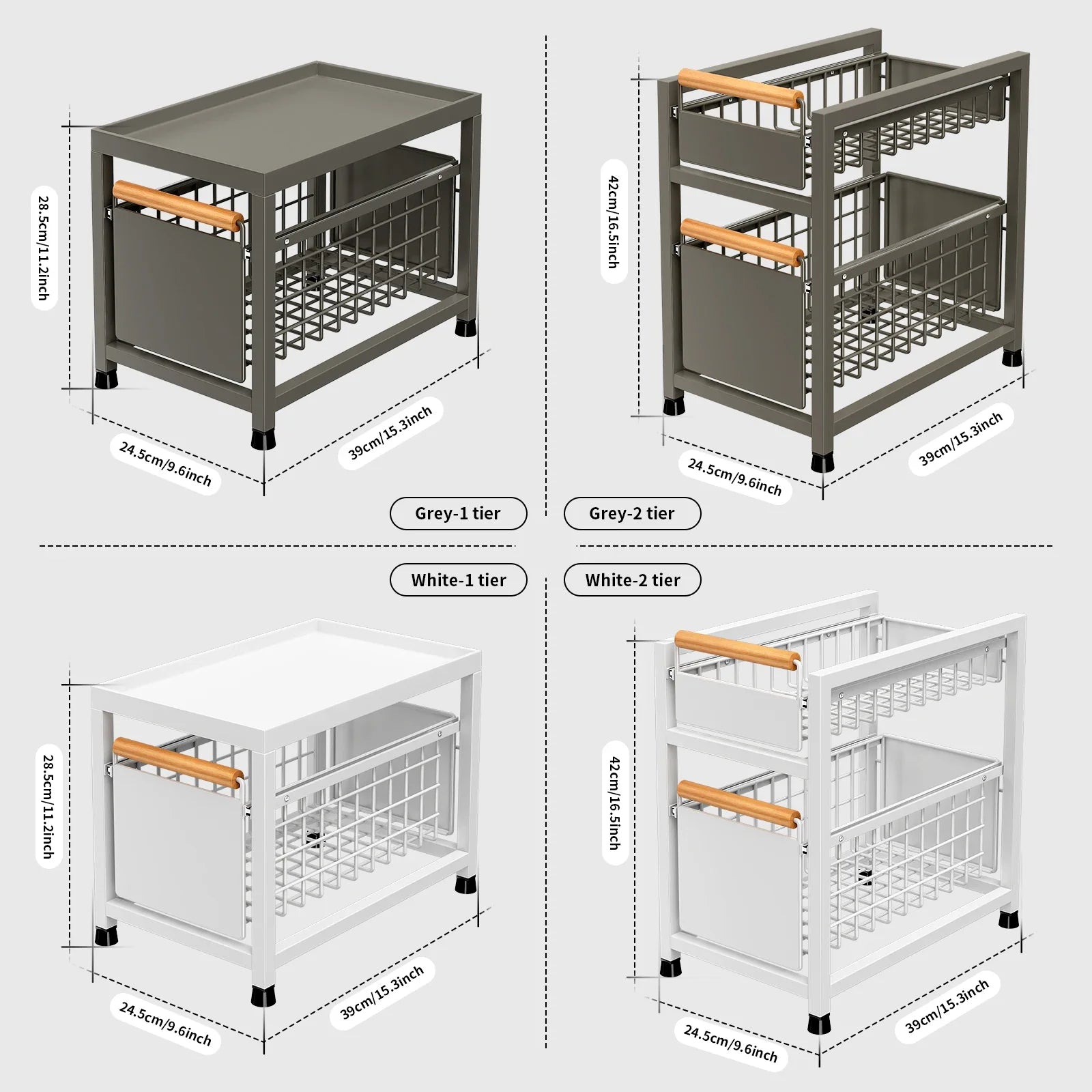 Royallure Utdragbar Köksskåp Förvaringsställ 1/2 Lager Utdragbar Organisator