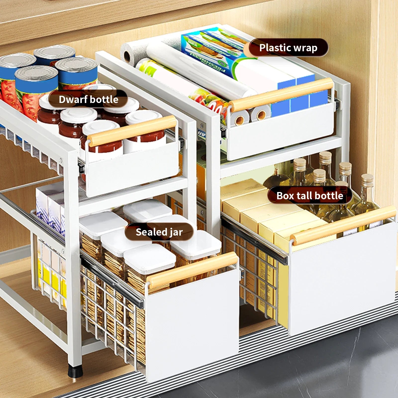 Royallure Utdragbar Köksskåp Förvaringsställ 1/2 Lager Utdragbar Organisator