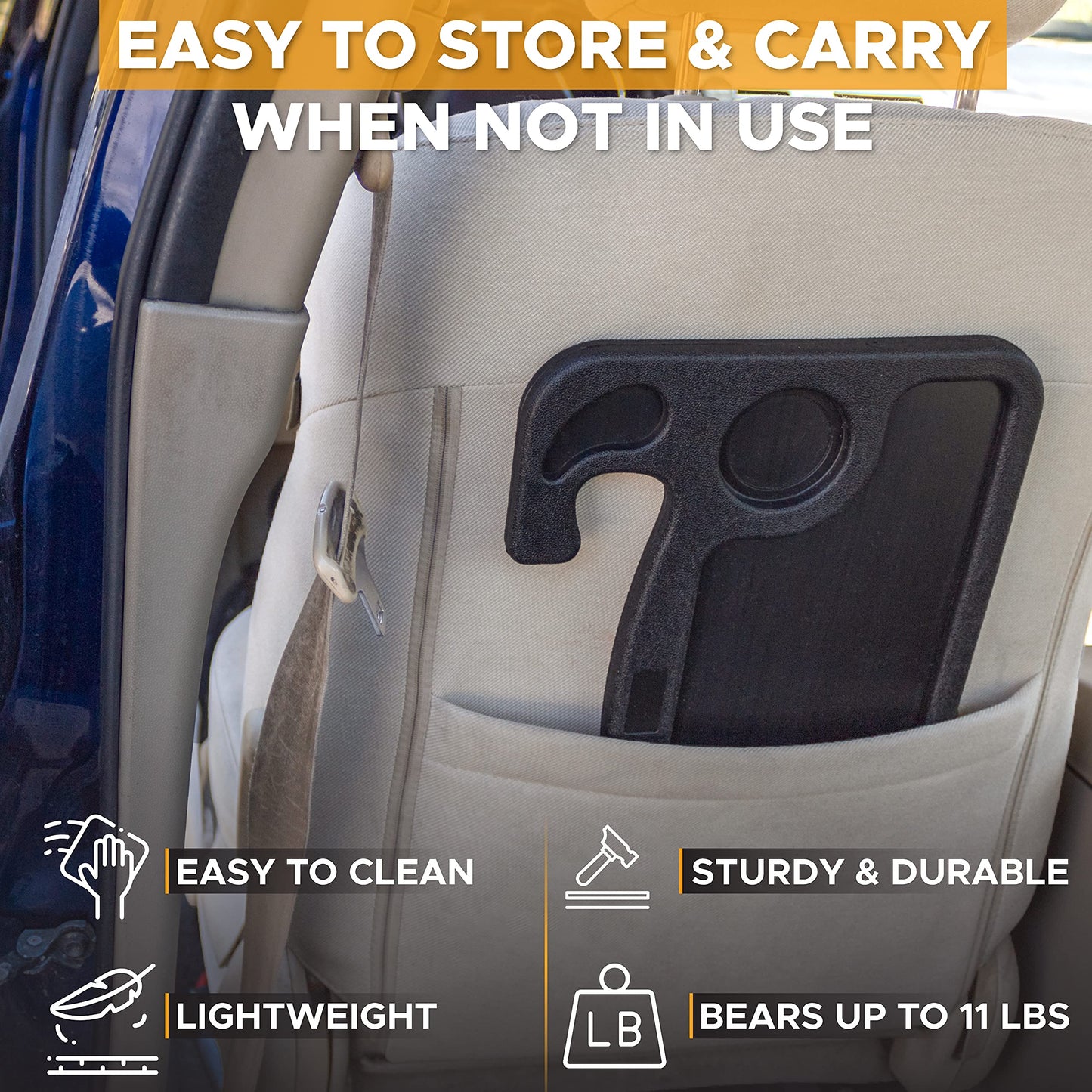 Royallure 2-i-1 Bilrattsbord – Laptopfäste & Matbricka med Koppställare