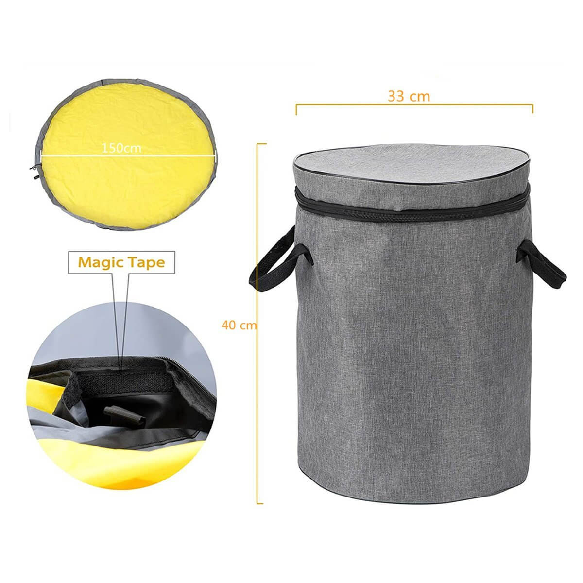 Royallure 2-i-1 Fällbar Leksaksförvaring & Lekmatta – Dragkedjelock, Bärbar & Hållbar