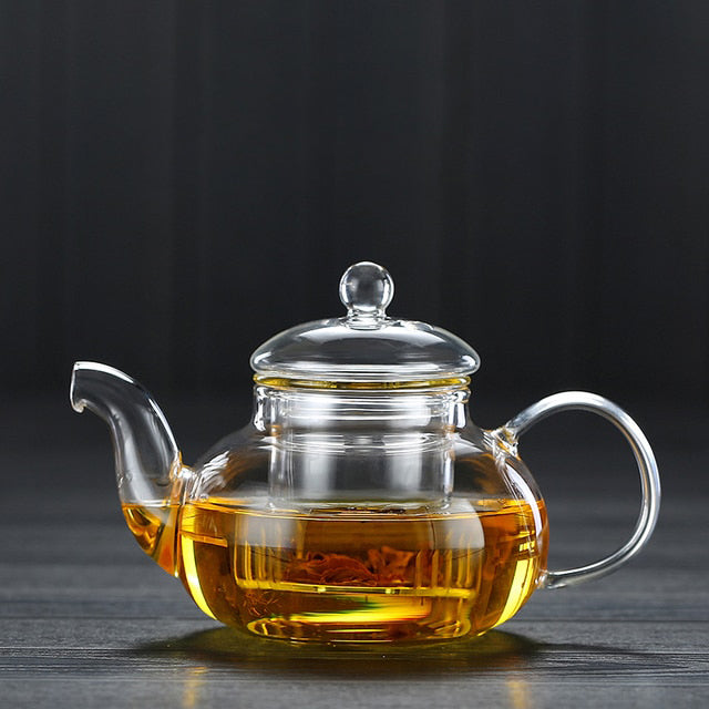 Royallure värmetålig borosilikatglas tekanna med infusor - 400 ml till 1 L kapacitet