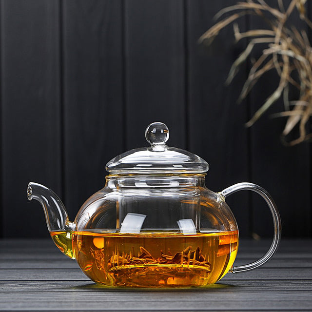 Royallure värmetålig borosilikatglas tekanna med infusor - 400 ml till 1 L kapacitet