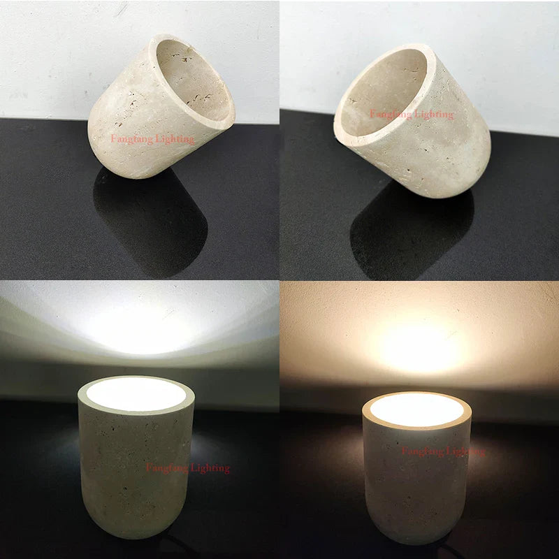 Royallure Modern Travertin Golv- och Bordslampa Naturlig Sten Sängrum Belysning