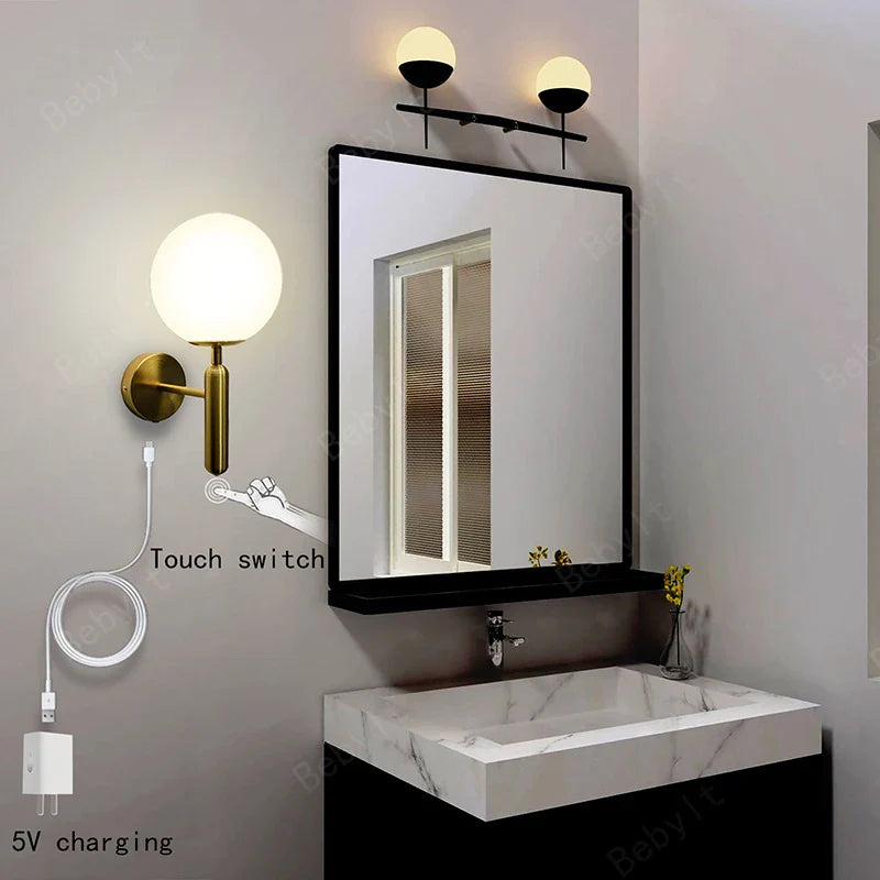 Royallure Touch Control Charging LED Vägglampa Trådlös Tri-Färg Dimmbar Sänglampa