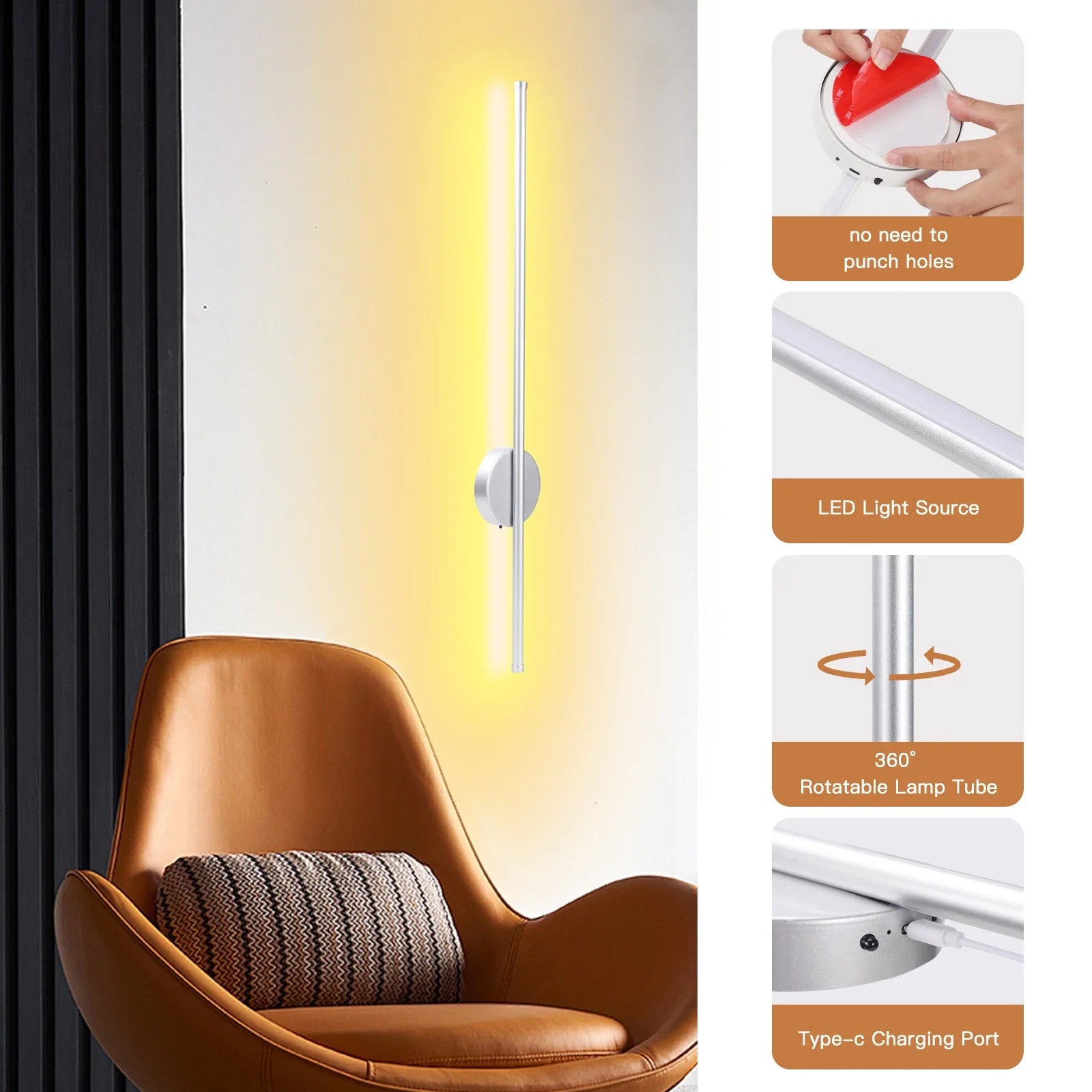 Royallure Uppladdningsbar USB Uppladdningsbar Magnetisk LED Vägglampa med Fjärrkontroll