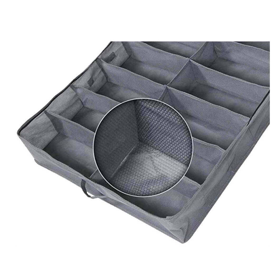 Royallure Under-Bed Skoväskor (2-Pack) – Dragkedjestängning, Rymmer 24 Par, Platsbesparande