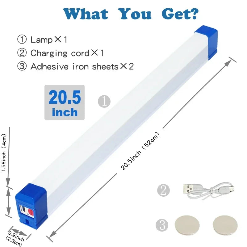 Carvallo LED Rör | Uppladdningsbar campinglampa med magnet & krok | 32/52 cm | Bärbar nödbelysning för utomhus & fordon