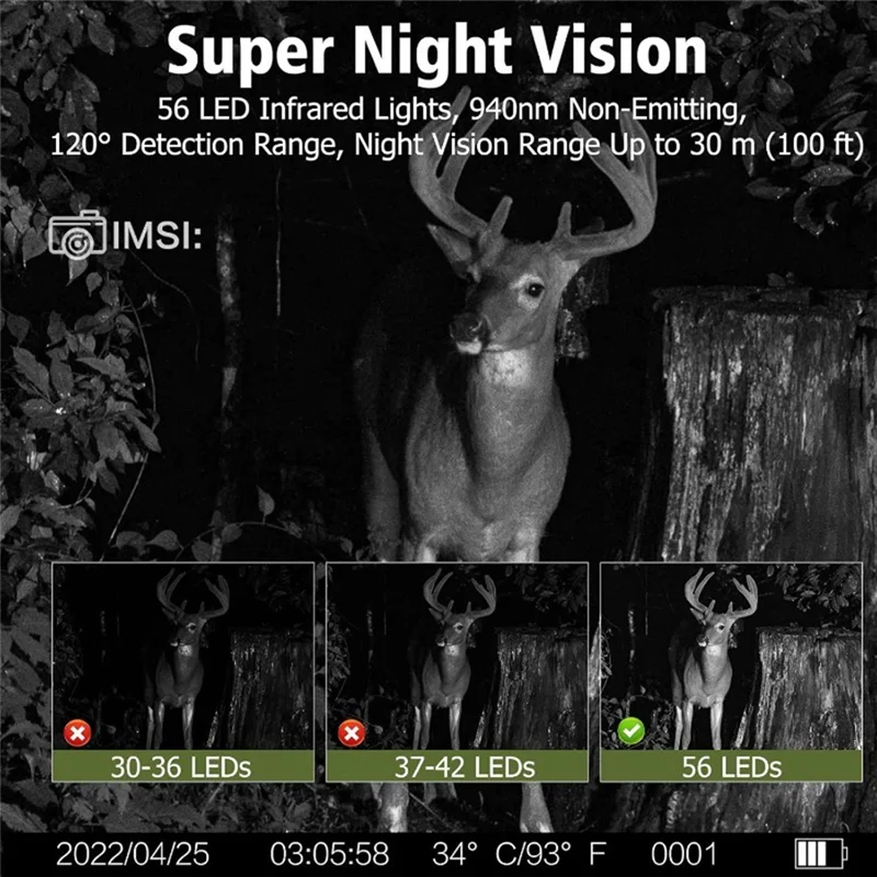 50MP 4K Trail Cam Fånga Vilt Dagen eller Natten
