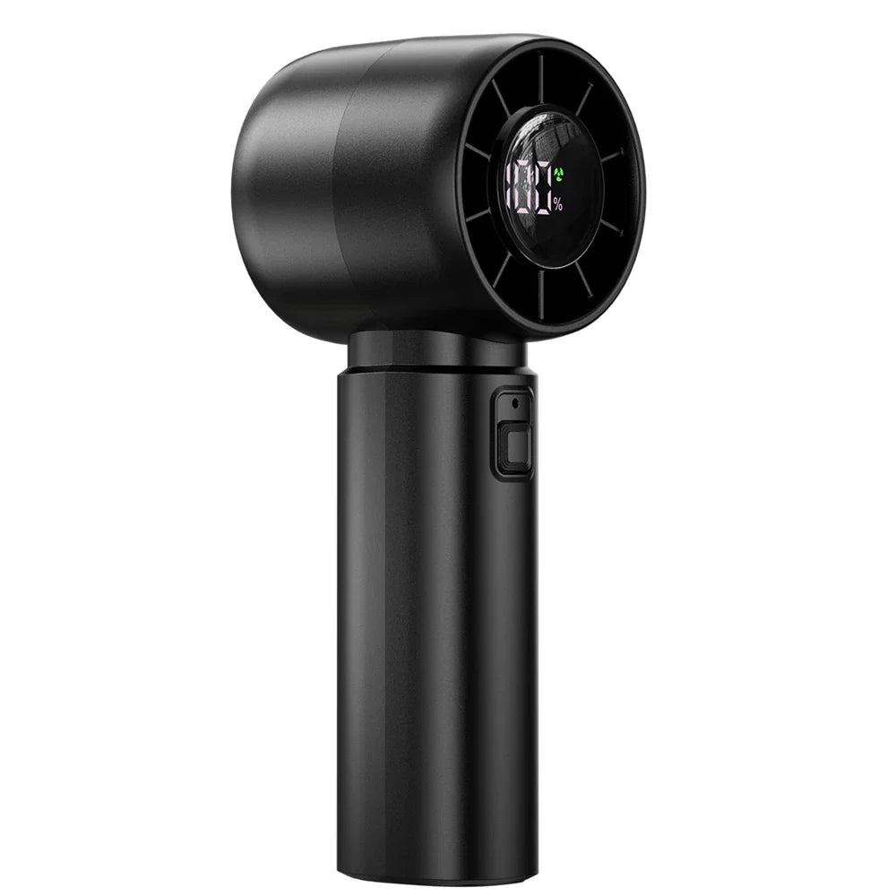 Carvallo Mini Handventilator mit LED-Anzeige | 5-Stufen Turbo-Luftkylare | 4000mAh batteri | resefläkt för strand & semester