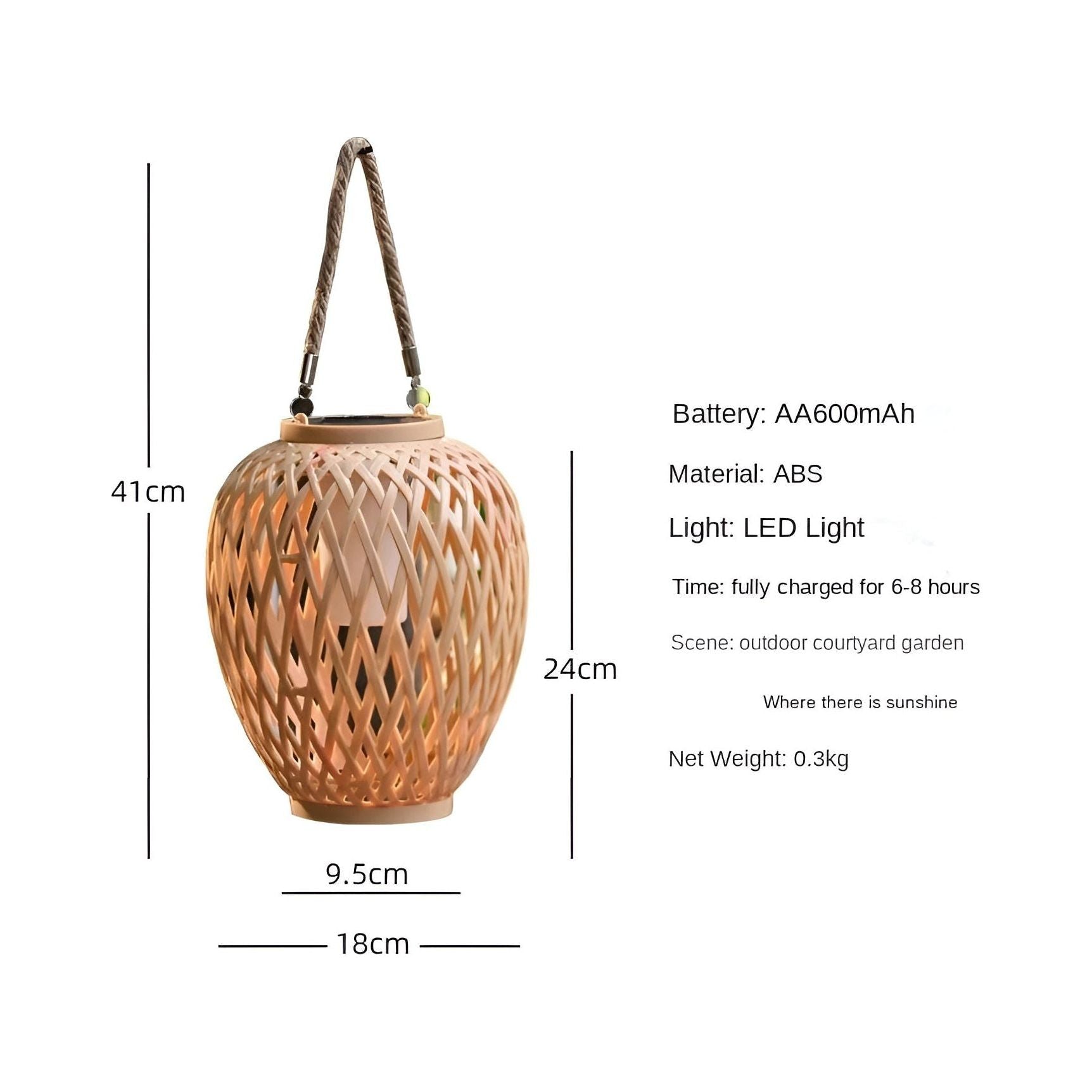 Rattan Light - Kreativ Rattan Solträdgårdsdekoration Lampa