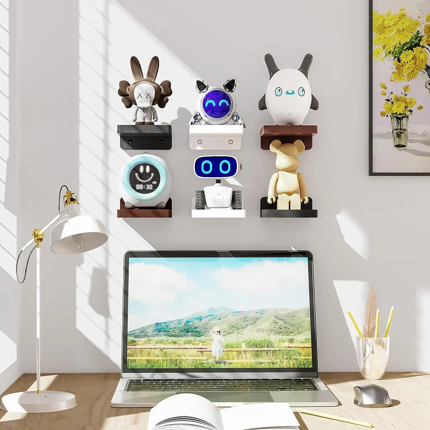 Trä Flytande Vägg Hyllor Set av 4