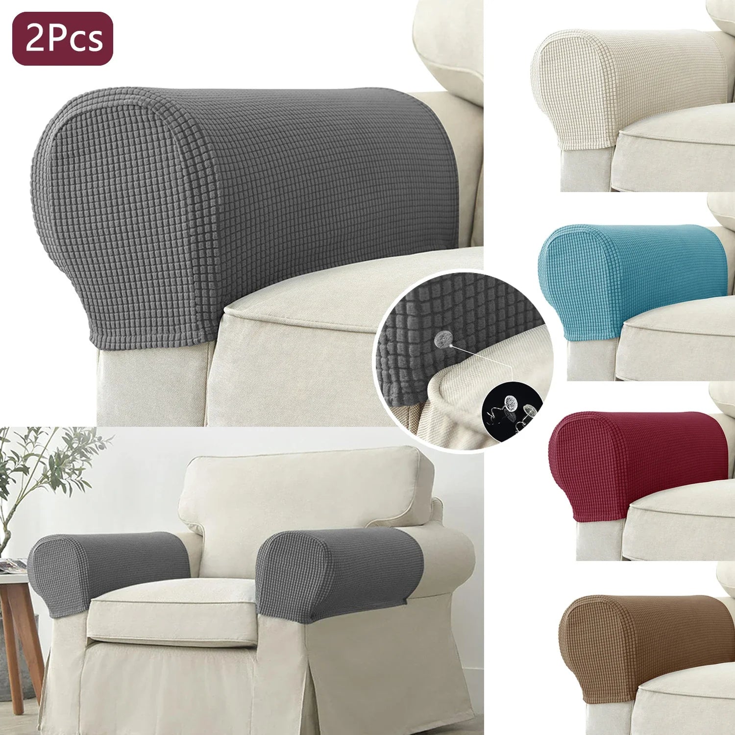 2-delad Stretch Armstödsskydd – Vattentäta Vadderade Soffarmsskydd