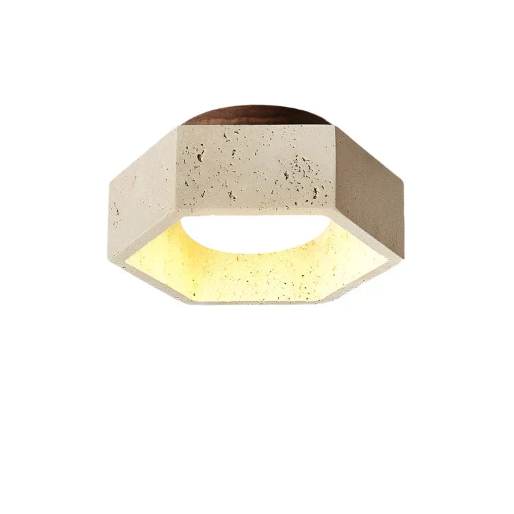 Albora – Wabi Sabi LED taklampa i travertin natursten