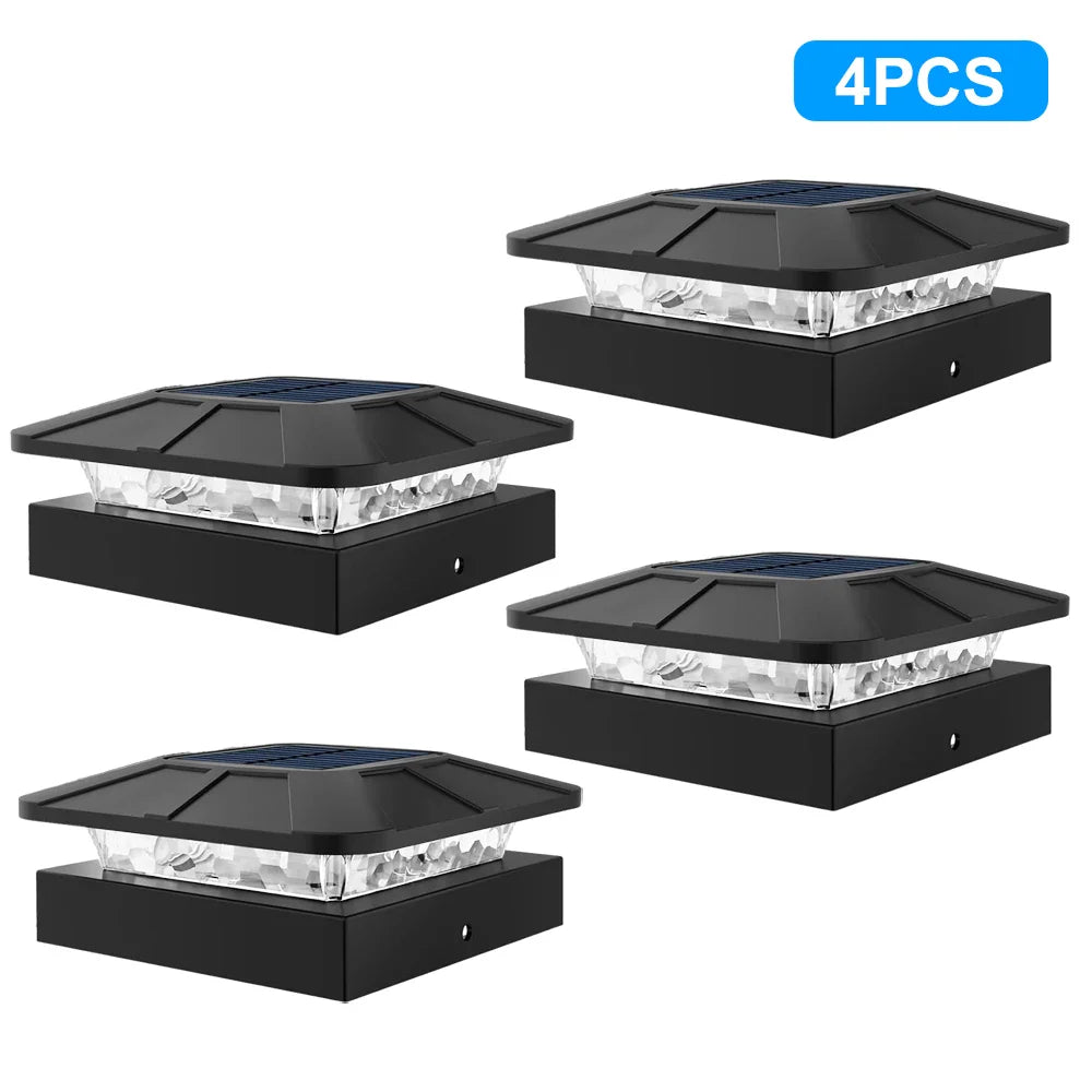 Carvallo Solar-postkapsljus 10 × 10 cm | 3-färgers LED med 2 ljusstyrkenivåer | IP65 solstaketljus för trädgårdsträdpålar