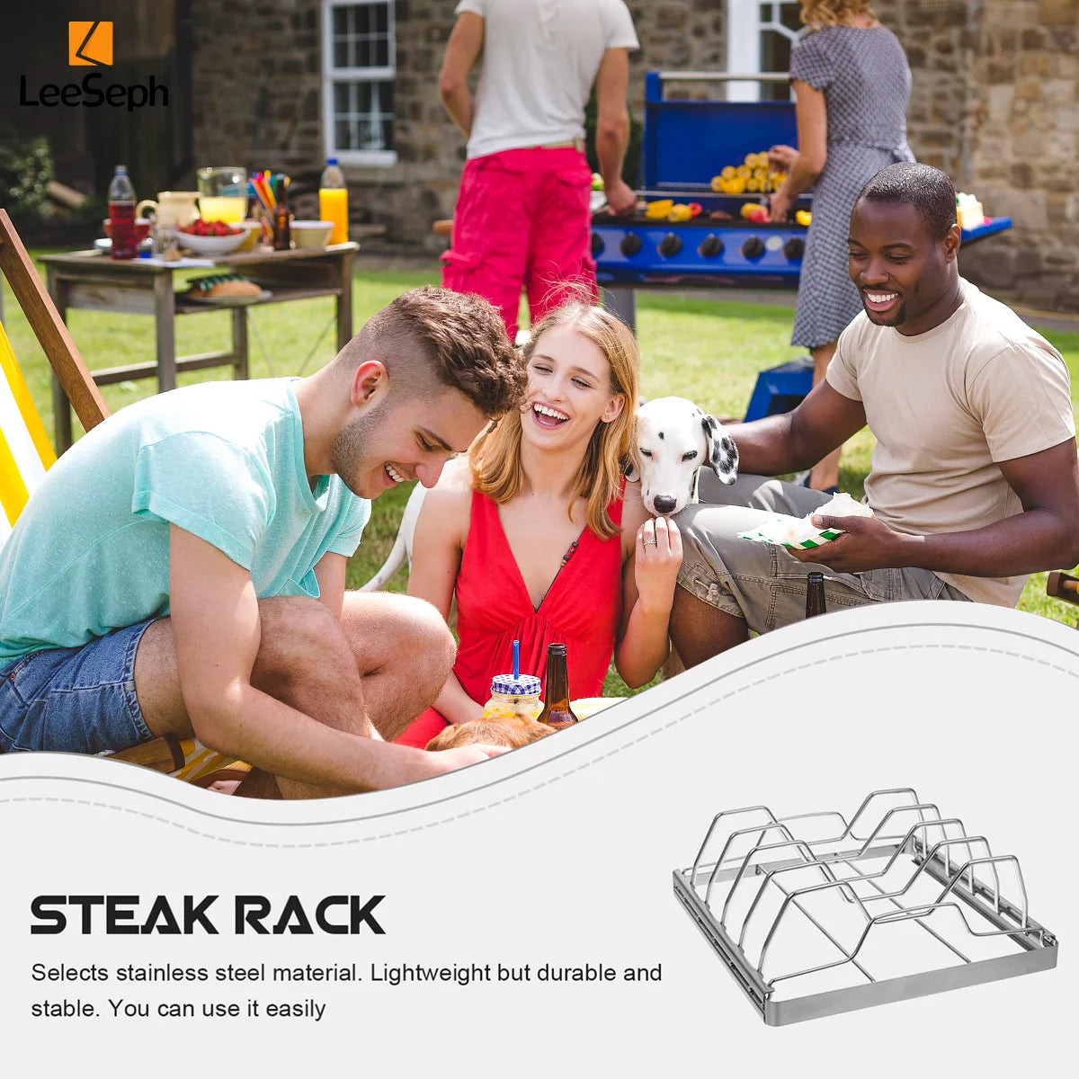 Carvallo Pro rostfria ribbhållare | Non-stick & hållbar | För BBQ, grill och ugn | Perfekt för saftiga revben