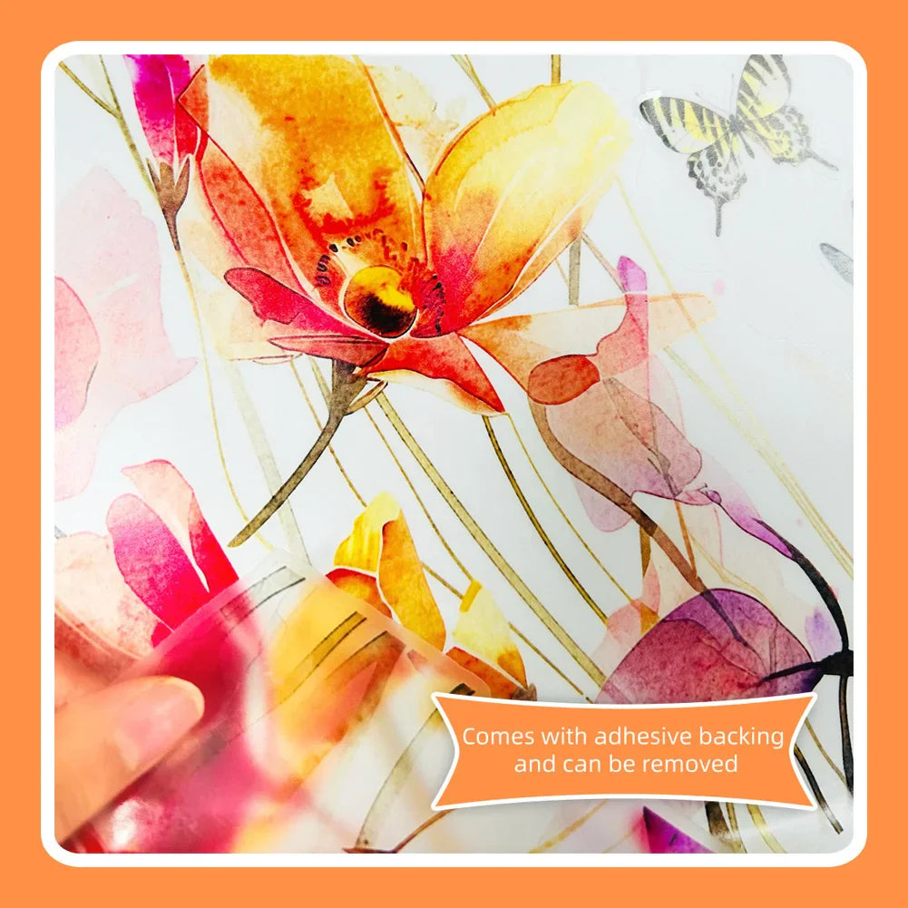 Carvallo ButterflyBloom wall sticker watercolor flowers & butterflies | self-adhesive & removable | for living room & bathroom