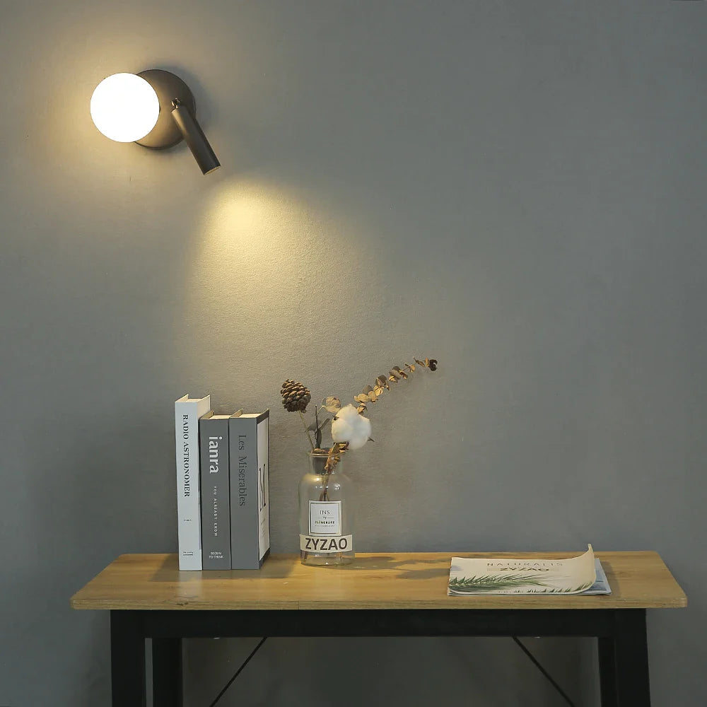 NordicLux - Modern LED Sänglampa Rotera Glas Vägglampa Sovrum och Vardagsrum Dekor